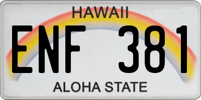 HI license plate ENF381