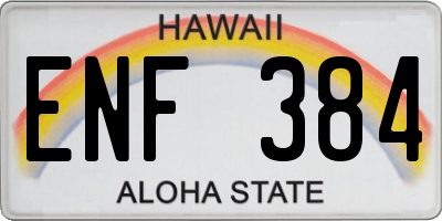 HI license plate ENF384