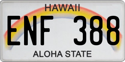 HI license plate ENF388