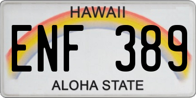 HI license plate ENF389