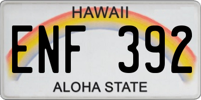 HI license plate ENF392