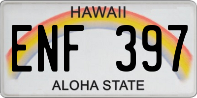 HI license plate ENF397