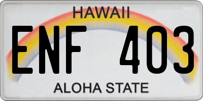 HI license plate ENF403