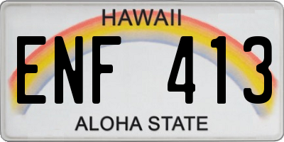 HI license plate ENF413