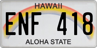 HI license plate ENF418