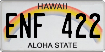 HI license plate ENF422