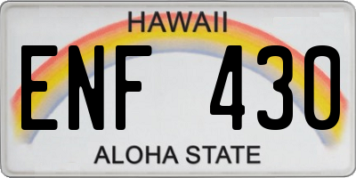 HI license plate ENF430