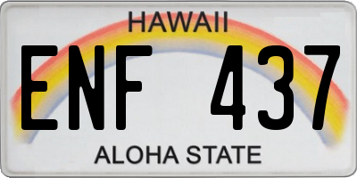 HI license plate ENF437