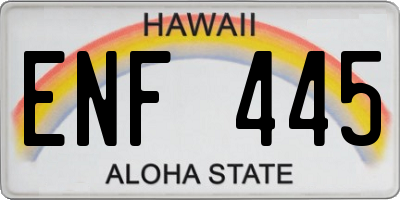 HI license plate ENF445