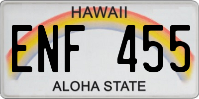 HI license plate ENF455