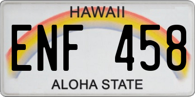 HI license plate ENF458