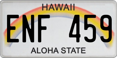 HI license plate ENF459