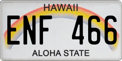 HI license plate ENF466