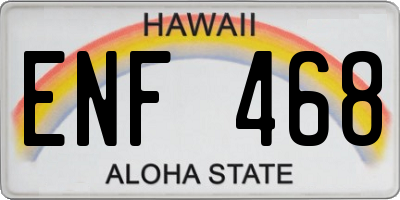 HI license plate ENF468