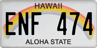 HI license plate ENF474