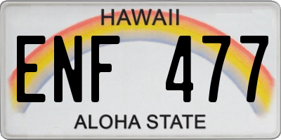 HI license plate ENF477