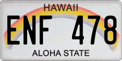 HI license plate ENF478