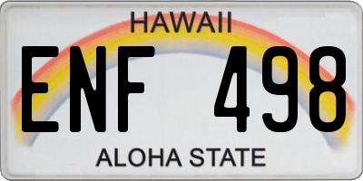 HI license plate ENF498