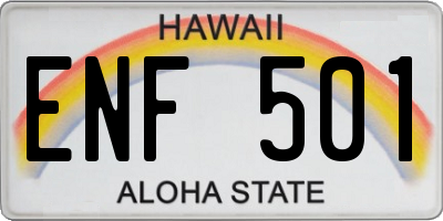 HI license plate ENF501