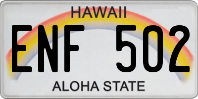 HI license plate ENF502