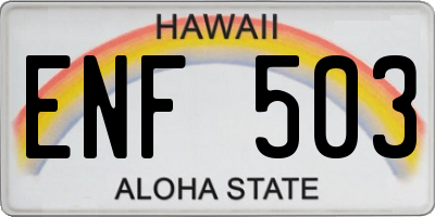 HI license plate ENF503