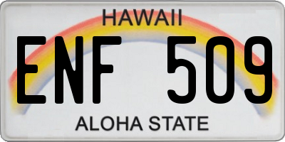 HI license plate ENF509