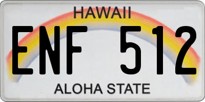 HI license plate ENF512