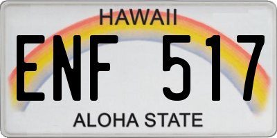 HI license plate ENF517