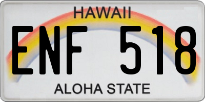 HI license plate ENF518