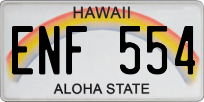 HI license plate ENF554