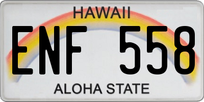 HI license plate ENF558