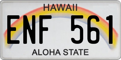 HI license plate ENF561
