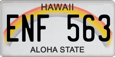HI license plate ENF563