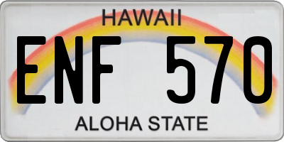HI license plate ENF570