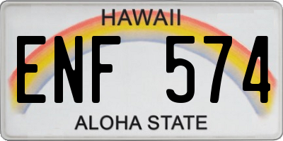 HI license plate ENF574