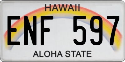 HI license plate ENF597