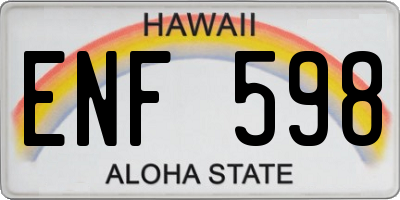 HI license plate ENF598