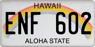 HI license plate ENF602