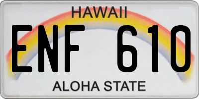 HI license plate ENF610