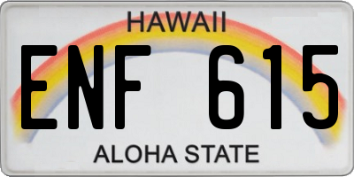 HI license plate ENF615