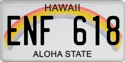 HI license plate ENF618