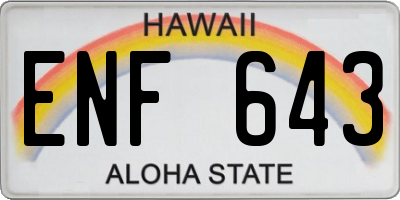 HI license plate ENF643