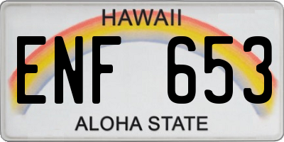 HI license plate ENF653