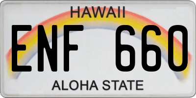HI license plate ENF660