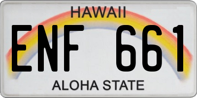HI license plate ENF661