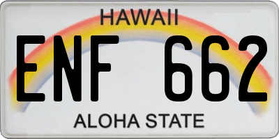 HI license plate ENF662