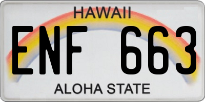 HI license plate ENF663