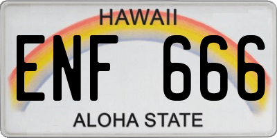 HI license plate ENF666