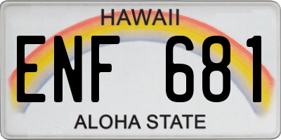 HI license plate ENF681