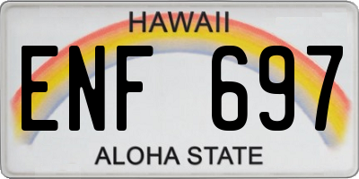 HI license plate ENF697